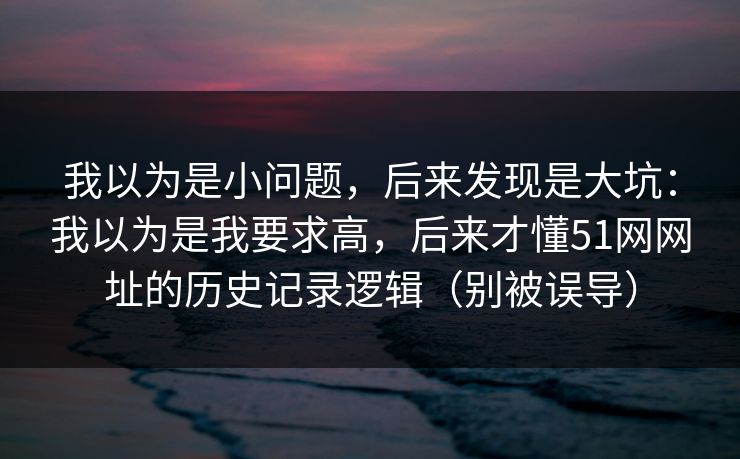 我以为是小问题，后来发现是大坑：我以为是我要求高，后来才懂51网网址的历史记录逻辑（别被误导）
