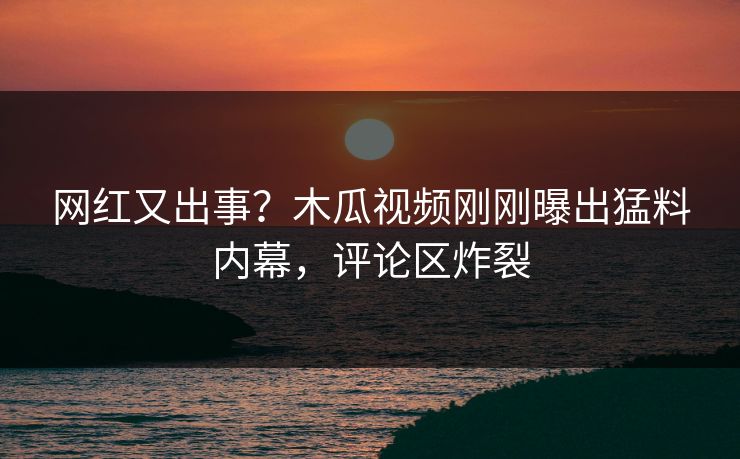 网红又出事?木瓜视频刚刚曝出猛料内幕,评论区炸裂
