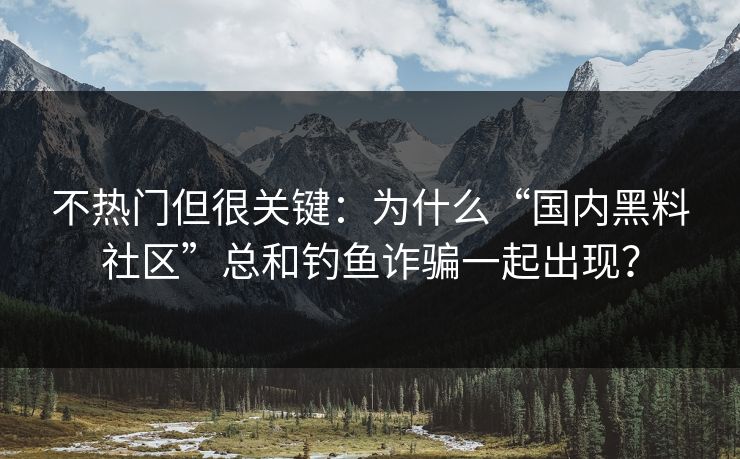 不热门但很关键：为什么“国内黑料社区”总和钓鱼诈骗一起出现？